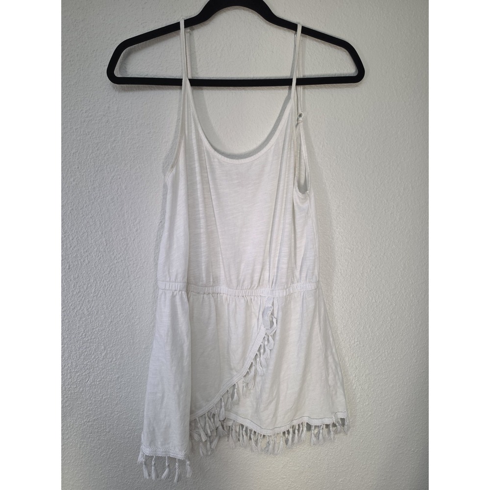 Victoria's Secret Tasseled Tank Top M White Sleeveless Scoop Neck Boho Cami